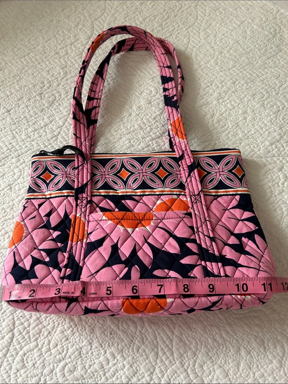 Vera Bradley Quilted Floral Pink and Navy Tote Bag